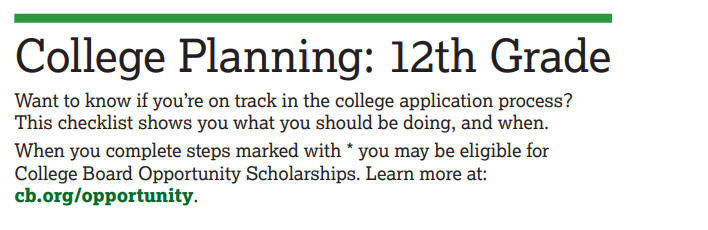 Suggested 12th Grade College Planning Timeline